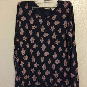 Pink Rose Ahimsa Hand Long Sleeve Blue w/zipper S